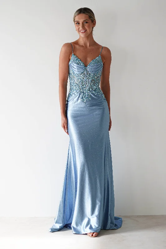 Eternity Glitter Bodycon Gown | Dusty Blue