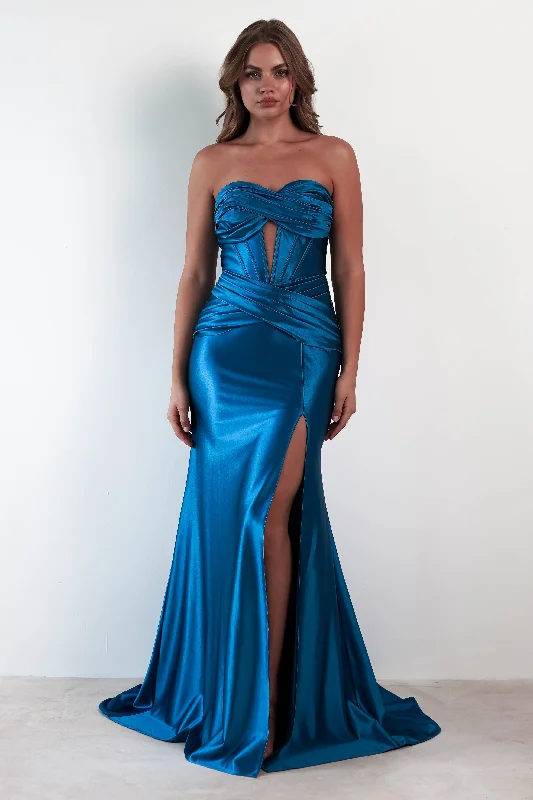 Karra Bodycon Strapless Gown | Teal