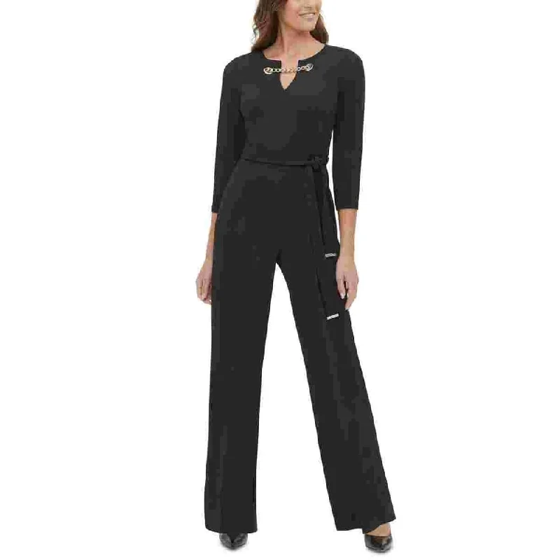 Tommy Hilfiger Women's Grommet-Neck Jumpsuit Black Size 10