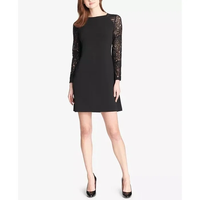 Tommy Hilfiger Women's Lace Sleeve A Line Dress Black Size 12