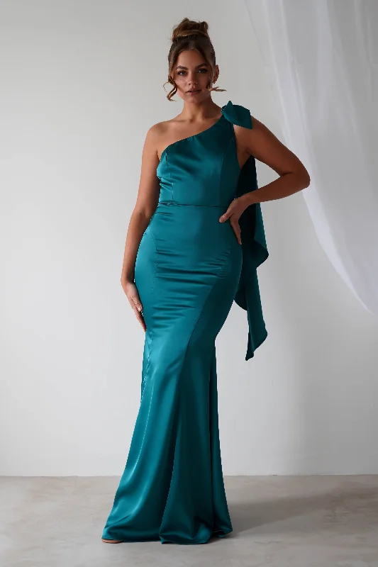 Zoe One Shoulder Gown | Teal Green