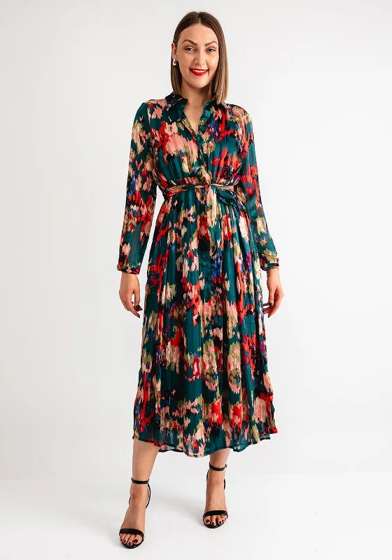 Serafina Collection Printed Maxi Shirt Dress, Green Multi